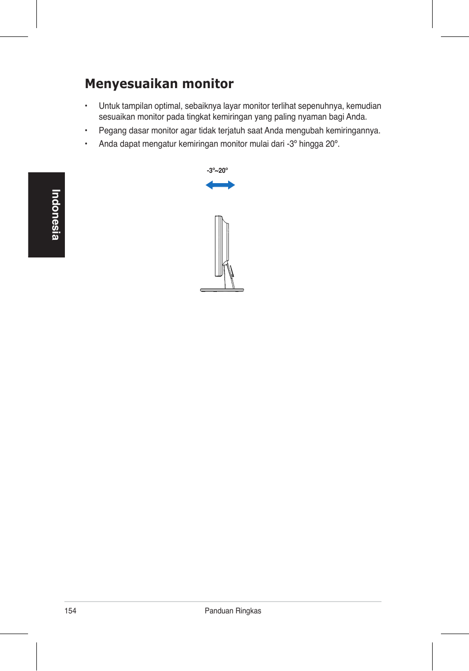 Menyesuaikan monitor, Indonesia | Asus VW195 User Manual | Page 156 / 170