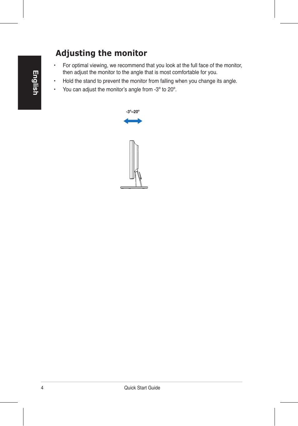 Adjusting the monitor, English | Asus VW195 User Manual | Page 6 / 170