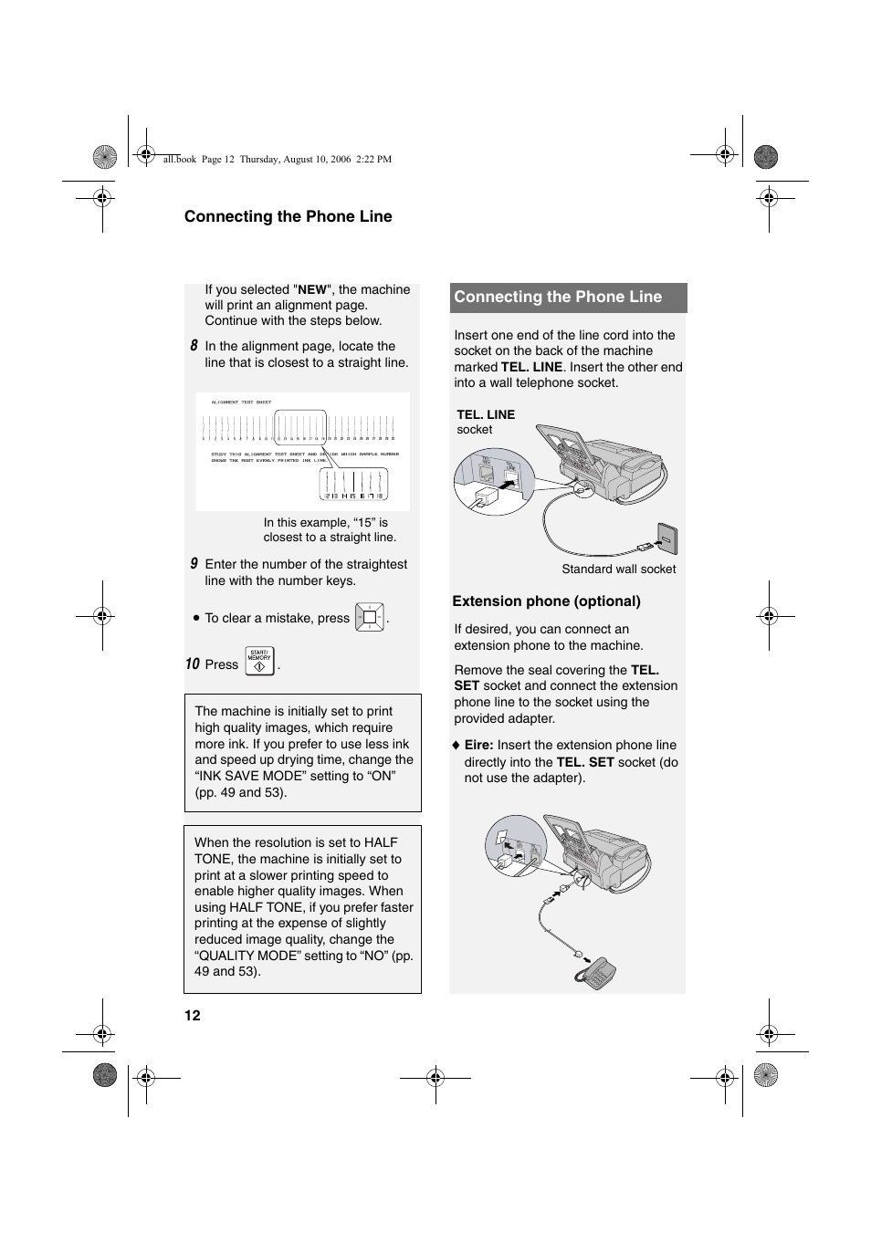 Connecting the phone line | Sharp UX-B800 User Manual | Page 14 / 74