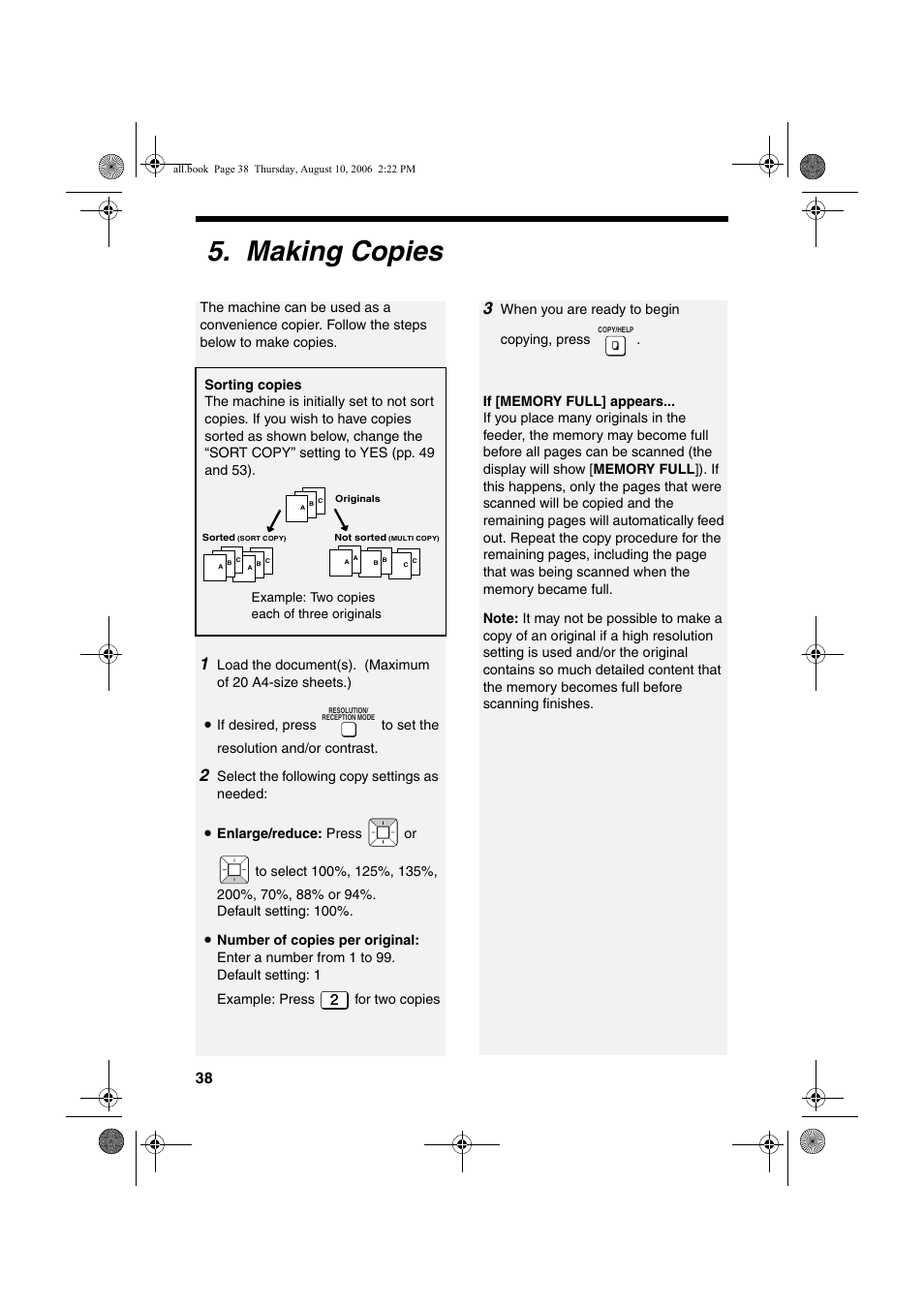 Making copies | Sharp UX-B800 User Manual | Page 40 / 74