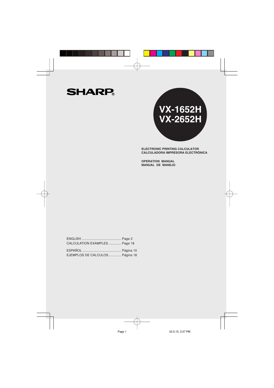 Sharp VX-2652H User Manual | 40 pages