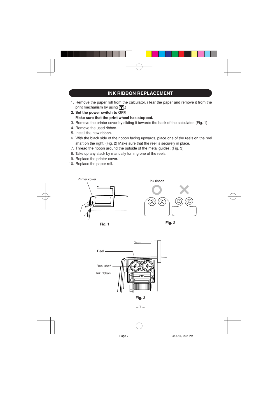 Ink ribbon replacement | Sharp VX-2652H User Manual | Page 9 / 40