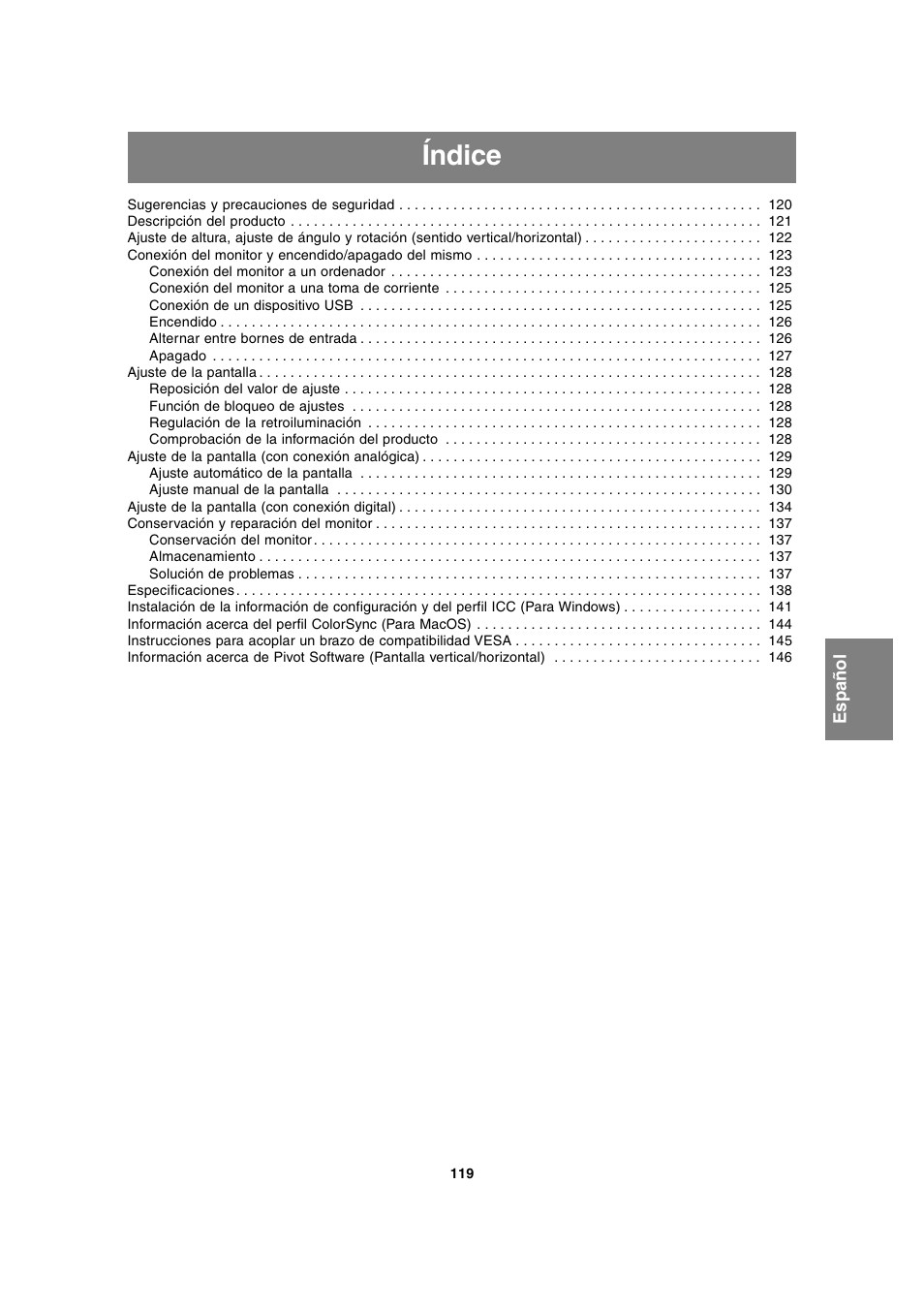Índice | Sharp LL-T2020 User Manual | Page 119 / 148