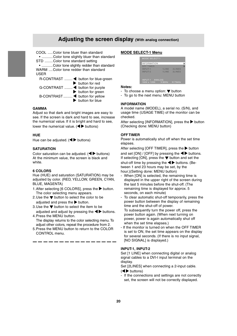 Adjusting the screen display | Sharp LL-T2020 User Manual | Page 20 / 148