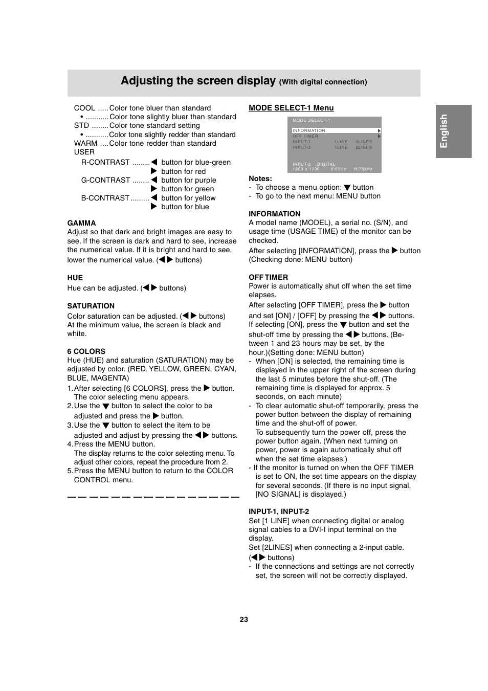 Adjusting the screen display | Sharp LL-T2020 User Manual | Page 23 / 148