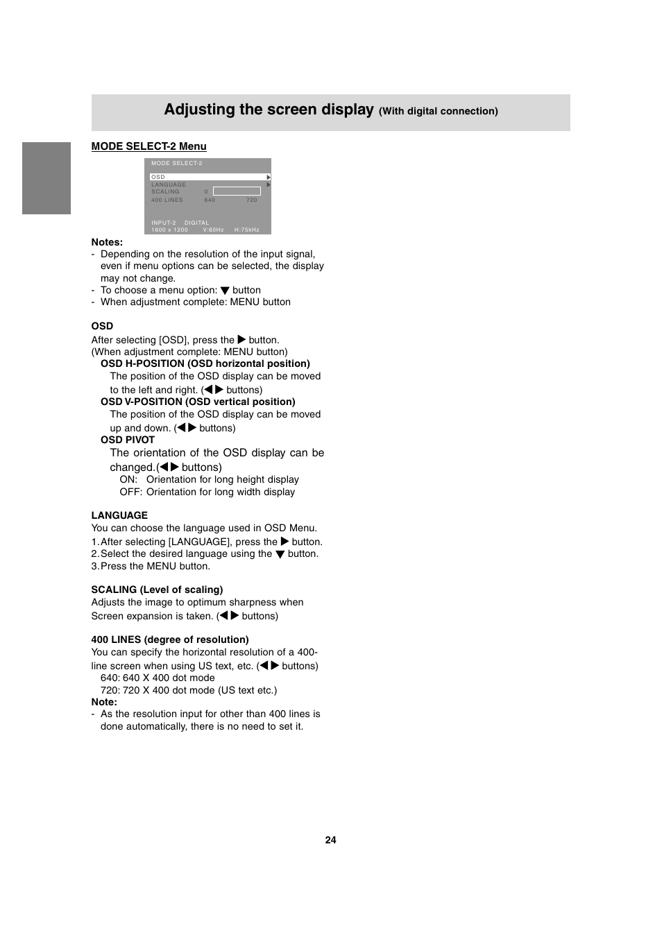 Adjusting the screen display | Sharp LL-T2020 User Manual | Page 24 / 148