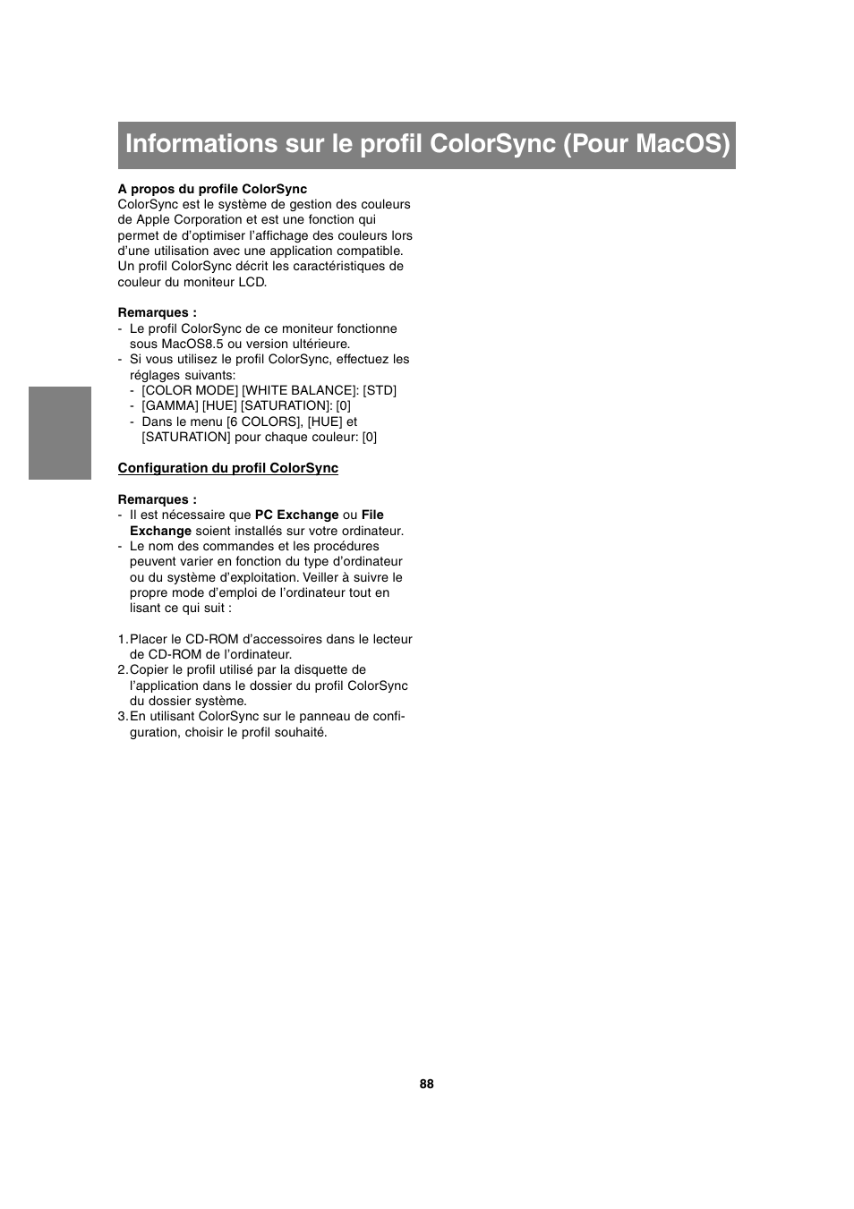 Informations sur le profil colorsync (pour macos) | Sharp LL-T2020 User Manual | Page 88 / 148