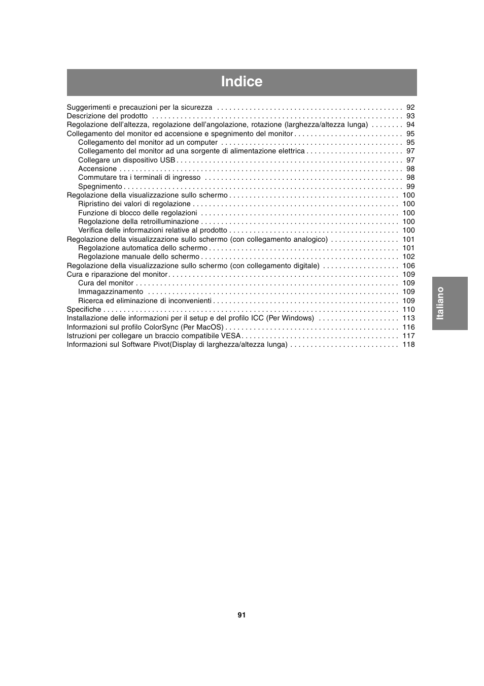 Indice | Sharp LL-T2020 User Manual | Page 91 / 148