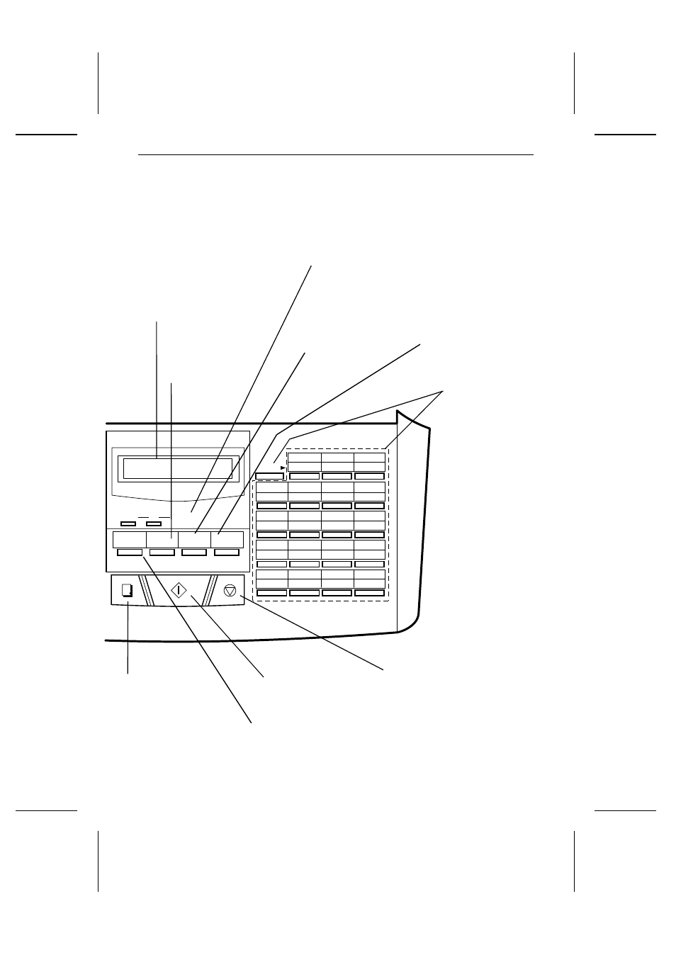 P=002> rapid dial keys, Shift, Function key | Resolution key, Reception mode key, Volume keys, Speaker, Stop key, Copy/help key, Start key | Sharp UX-600M User Manual | Page 29 / 118