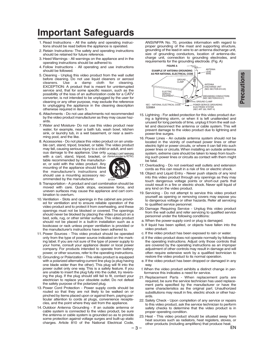 Important safeguards, Precautions | Sharp DV-NC150U User Manual | Page 3 / 35