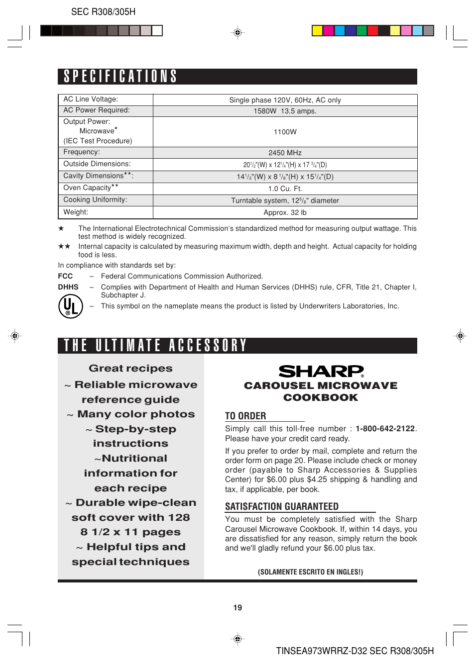 Satisfaction guaranteed, Carousel microwave cookbook | Sharp HW User Manual | Page 21 / 24