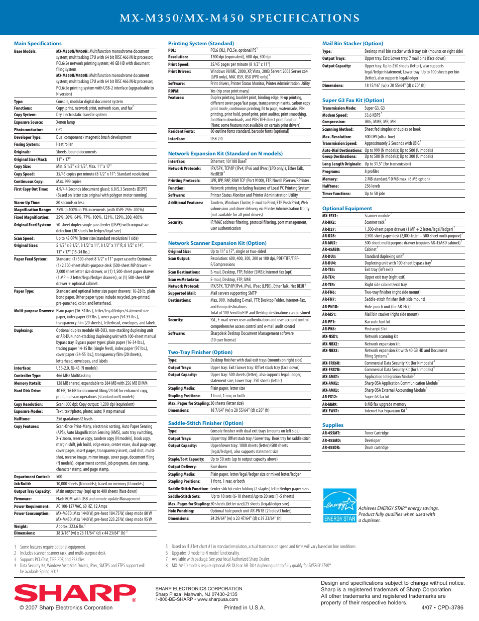 Sharp MX-M450 User Manual | Page 12 / 12