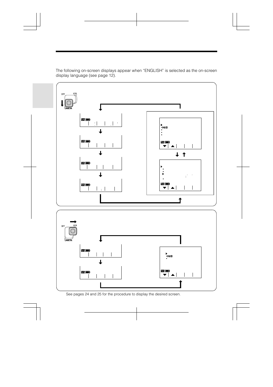 English on-screen displays, Preparation | Sharp VL-AH130U User Manual | Page 22 / 72