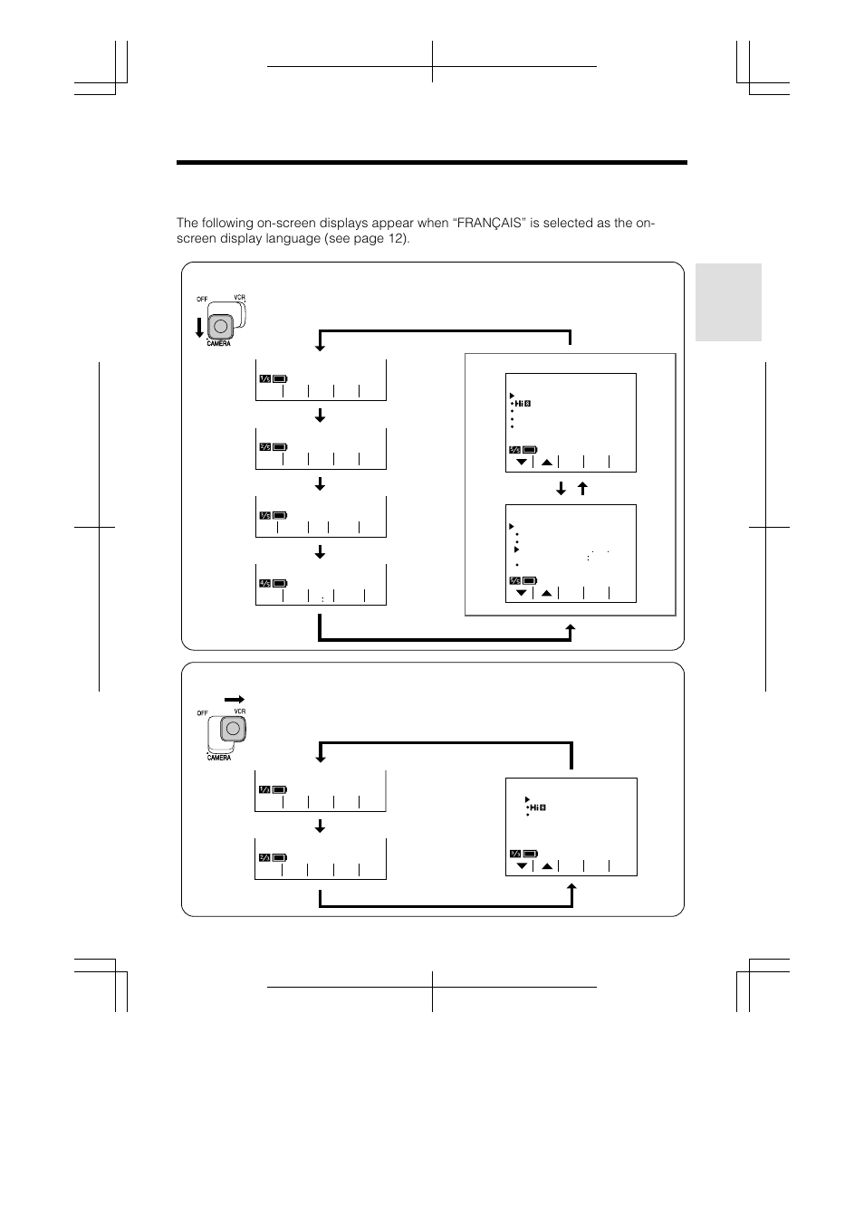 French on-screen displays, Vcr mode, Preparation | Sharp VL-AH130U User Manual | Page 23 / 72