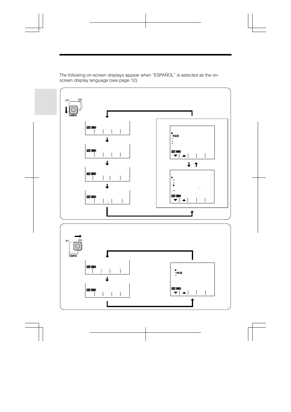 Spanish on-screen displays, Preparation | Sharp VL-AH130U User Manual | Page 24 / 72
