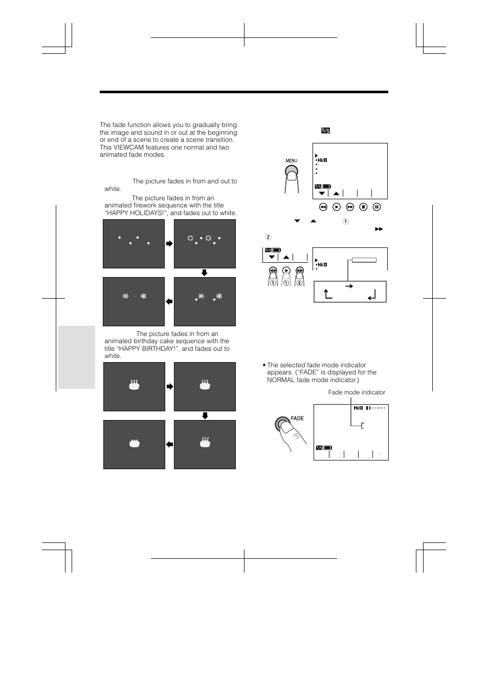 Fade in and fade out, Useful features, Selecting fade mode | Using fade mode | Sharp VL-AH130U User Manual | Page 36 / 72