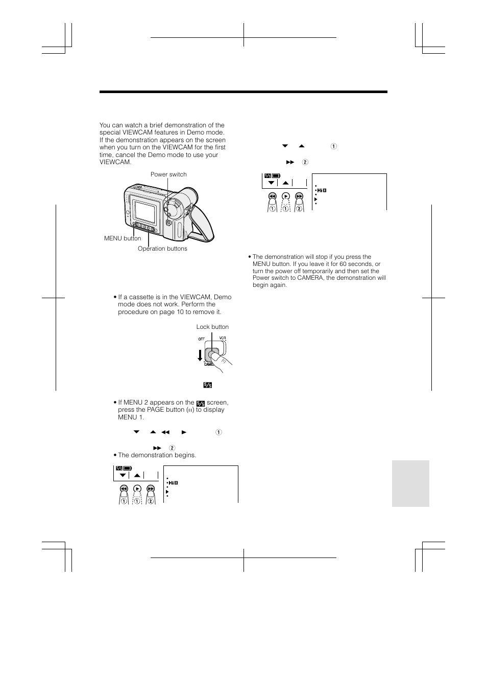 Demonstration mode, Watching the demonstration, Canceling demo mode | Sharp VL-AH130U User Manual | Page 63 / 72