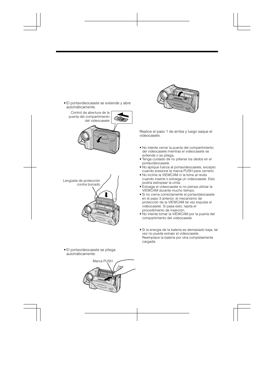 Inserción y extracción de un videocasete | Sharp VL-AH130U User Manual | Page 69 / 72