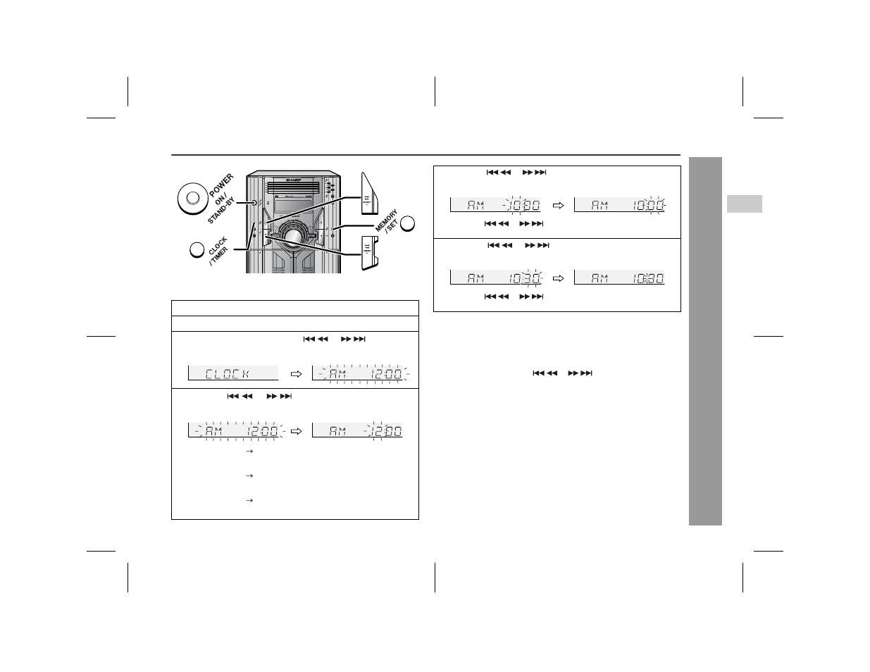 Setting the clock, Ba sic ope ration | Sharp CD-ES9 User Manual | Page 15 / 36