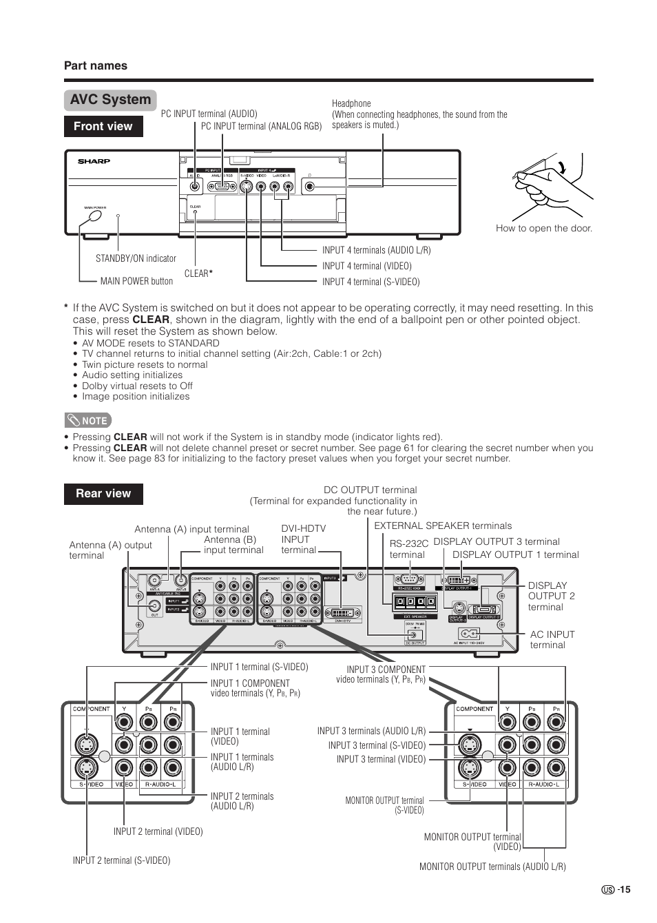 Avc system | Sharp Aquos LC 37HV6U User Manual | Page 16 / 86