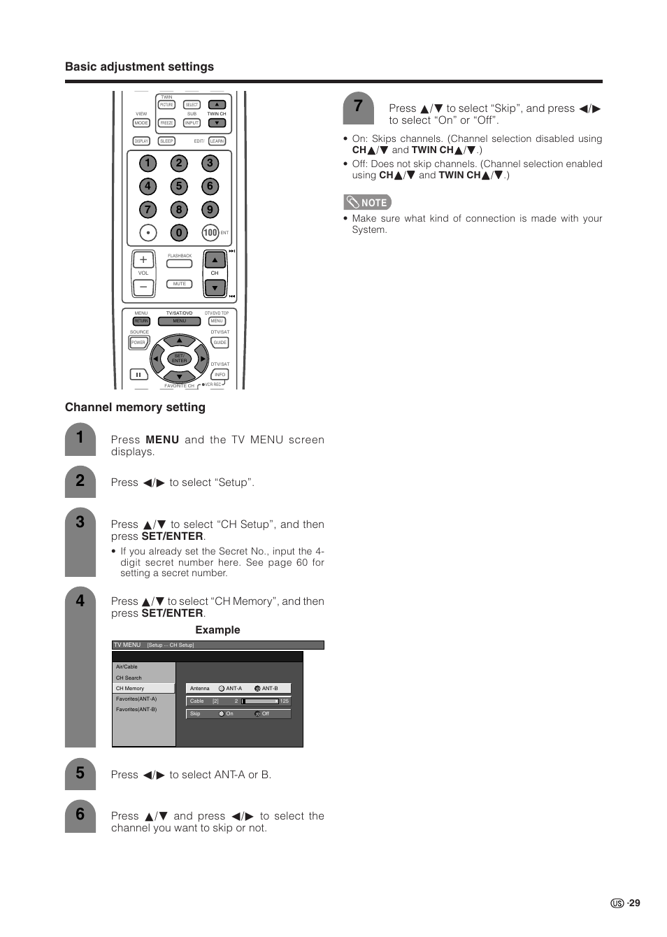 Basic adjustment settings | Sharp Aquos LC 37HV6U User Manual | Page 30 / 86