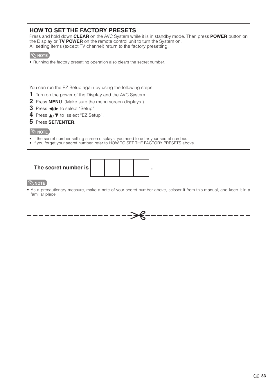 How to set the factory presets | Sharp Aquos LC 37HV6U User Manual | Page 84 / 86