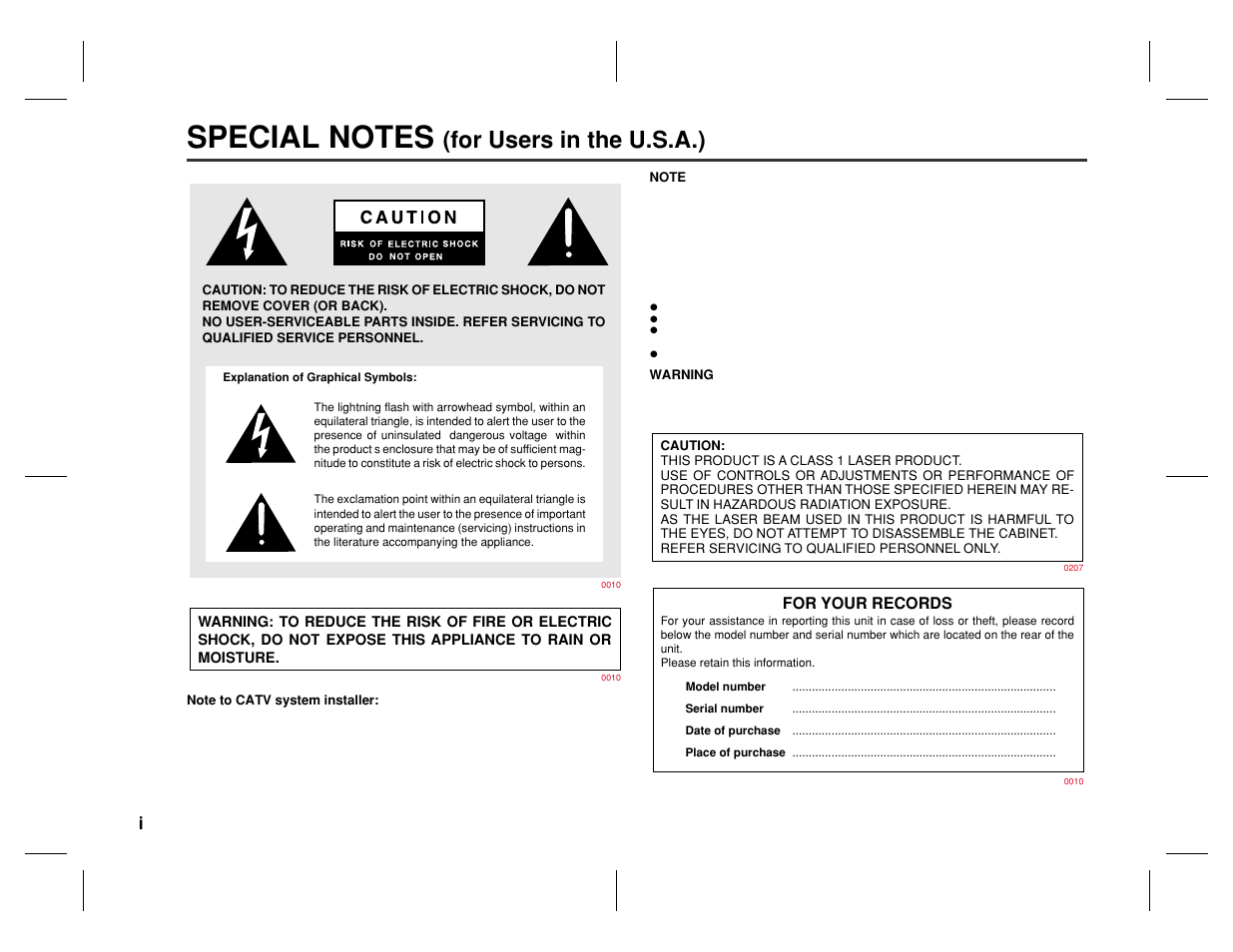 For users in the u.s.a.) | Sharp SD-AT50 User Manual | Page 2 / 58