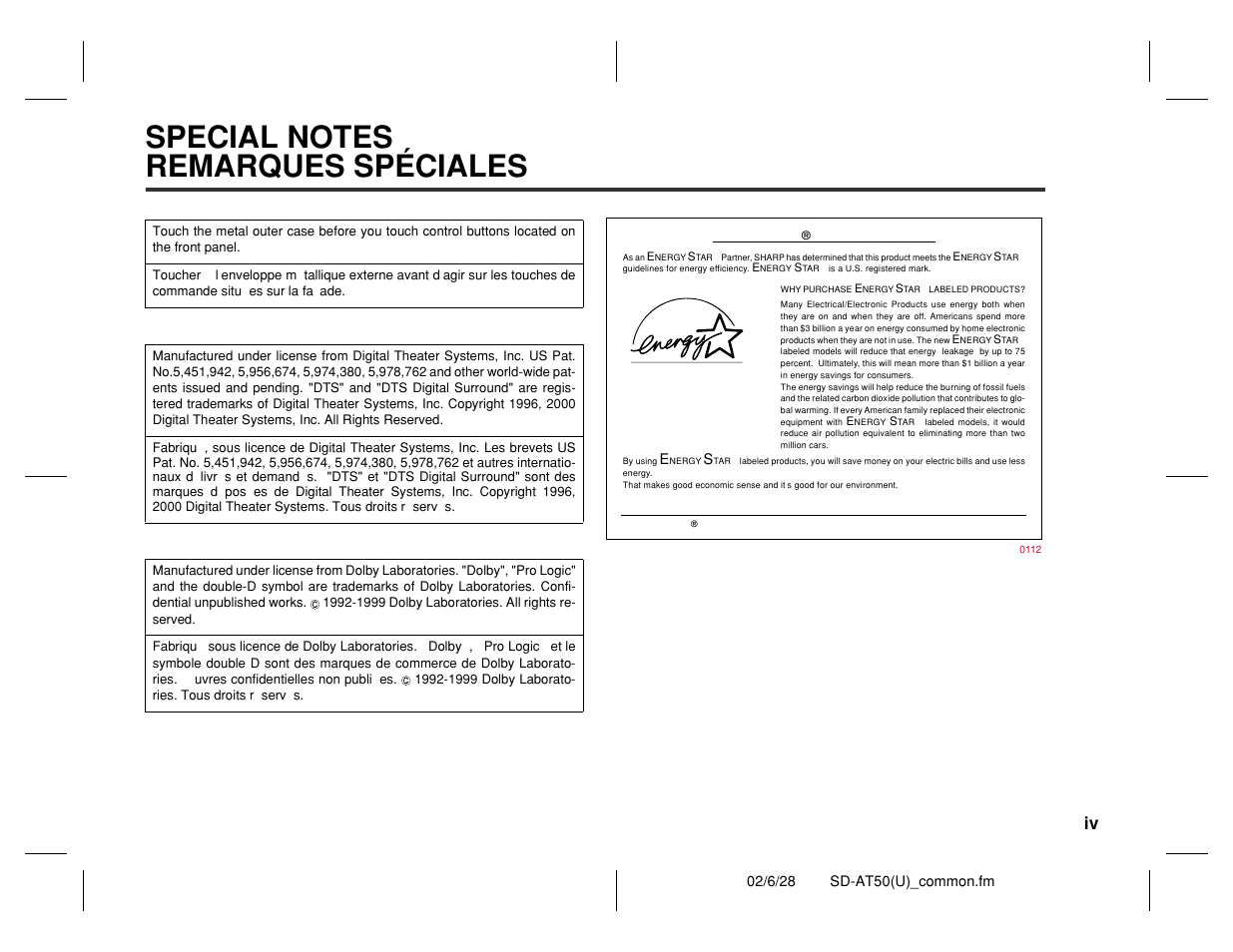 Sharp SD-AT50 User Manual | Page 5 / 58