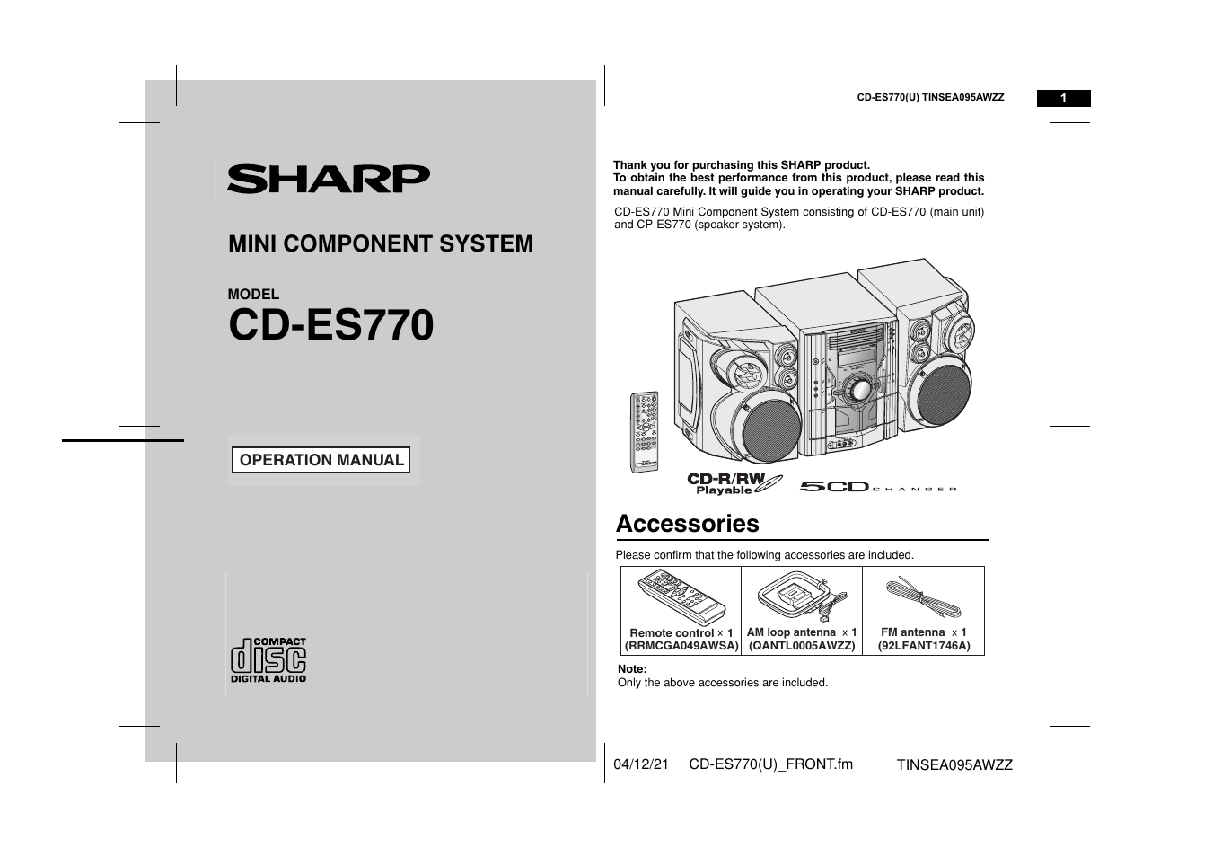 Sharp CP-ES770 User Manual | 36 pages