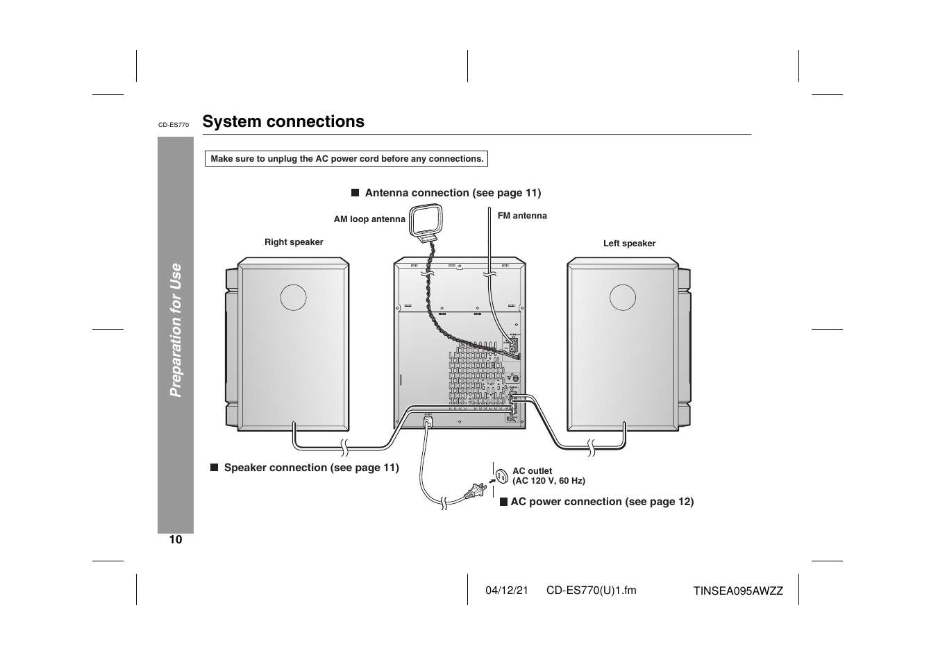 System connections | Sharp CP-ES770 User Manual | Page 10 / 36