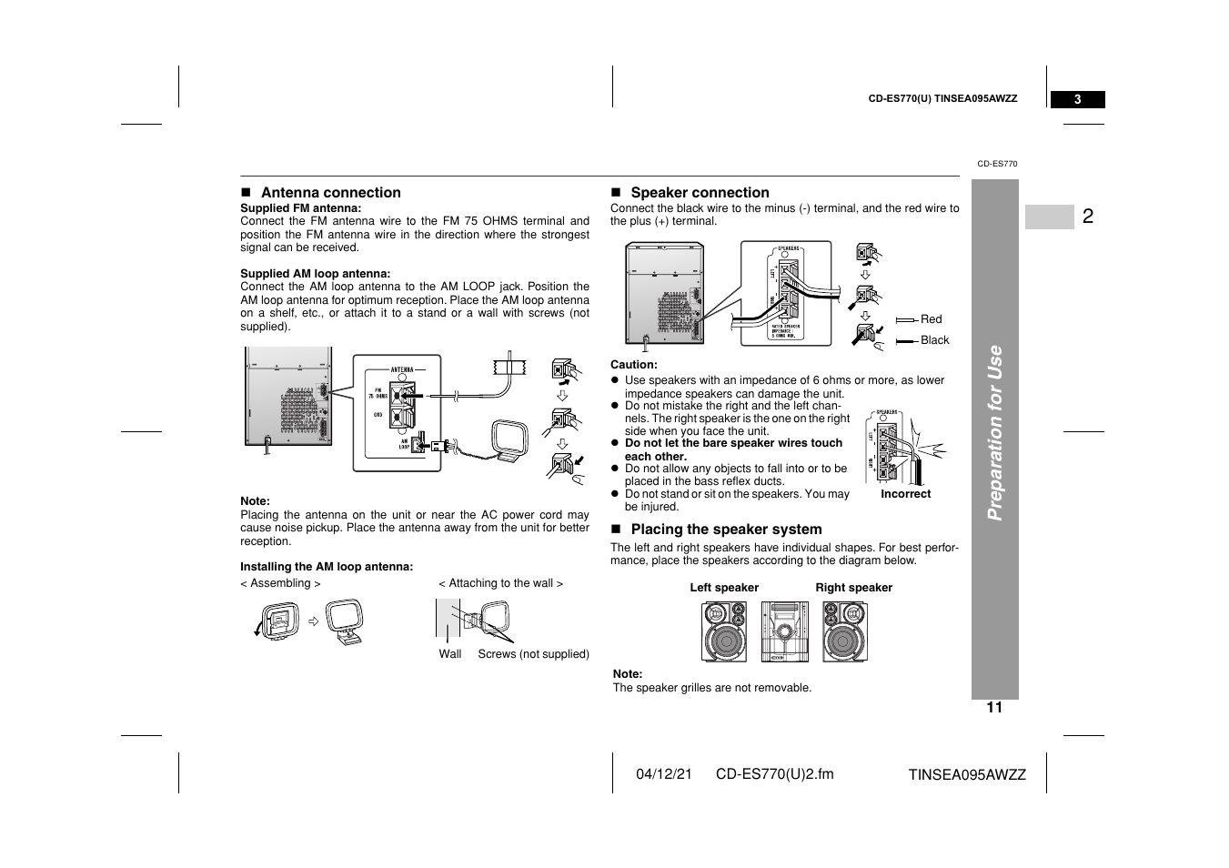 Preparation for use | Sharp CP-ES770 User Manual | Page 11 / 36