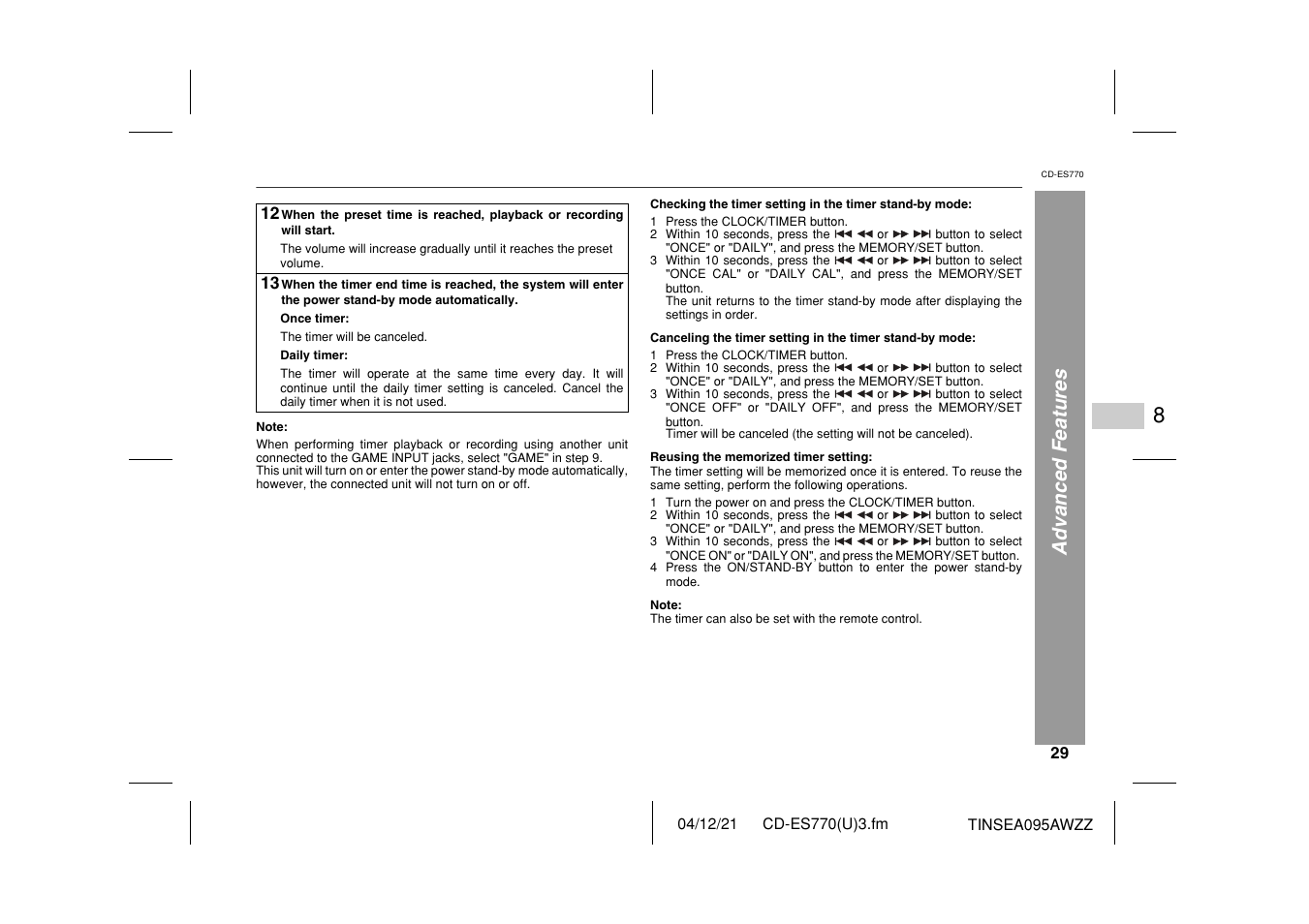 Advanced features | Sharp CP-ES770 User Manual | Page 29 / 36
