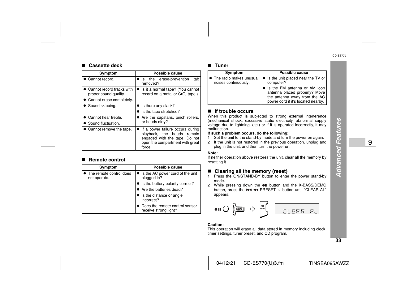 Advanced features | Sharp CP-ES770 User Manual | Page 33 / 36