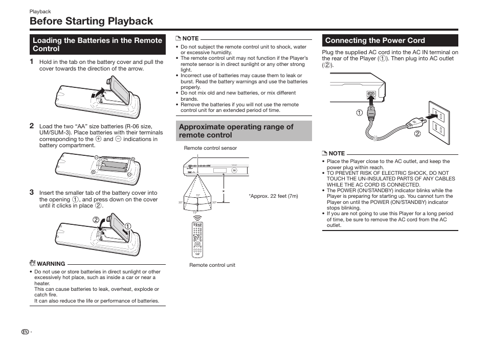 Before starting playback | Sharp BD-HP25U User Manual | Page 22 / 72