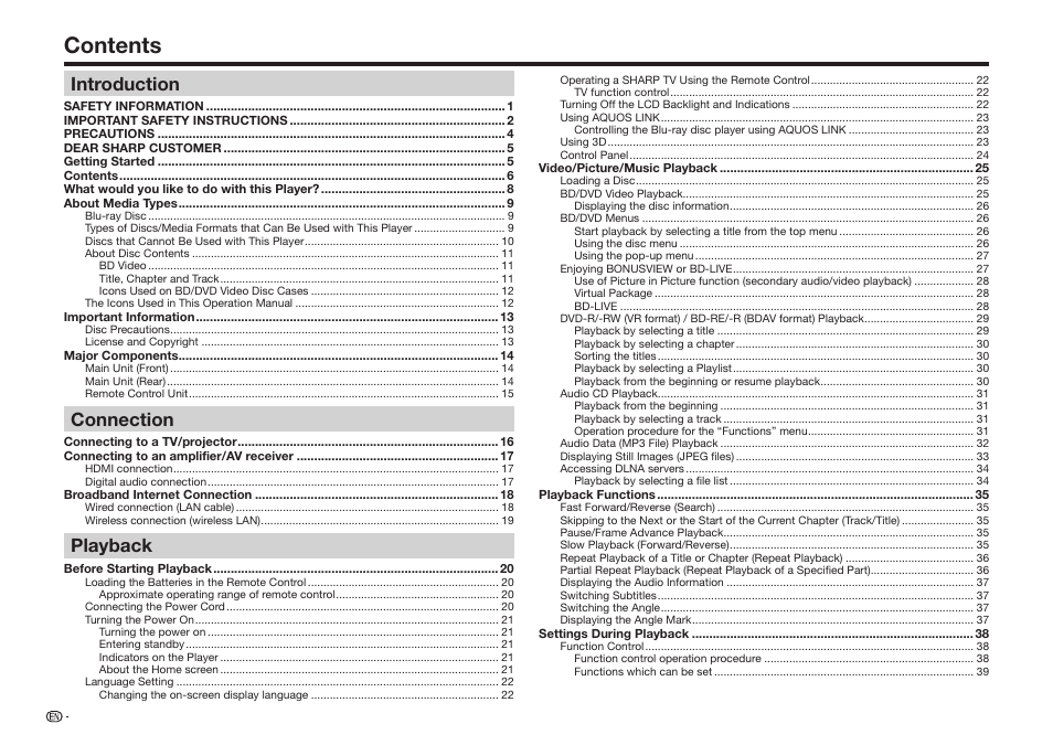 Sharp BD-HP25U User Manual | Page 8 / 72