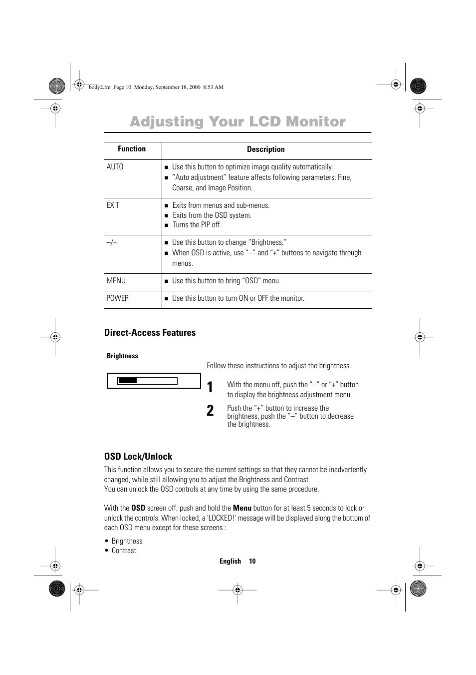 Adjusting your lcd monitor | Sharp SYNCMASTER 240T User Manual | Page 12 / 30