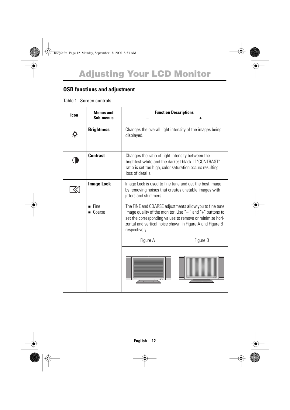 Adjusting your lcd monitor, Osd functions and adjustment | Sharp SYNCMASTER 240T User Manual | Page 14 / 30