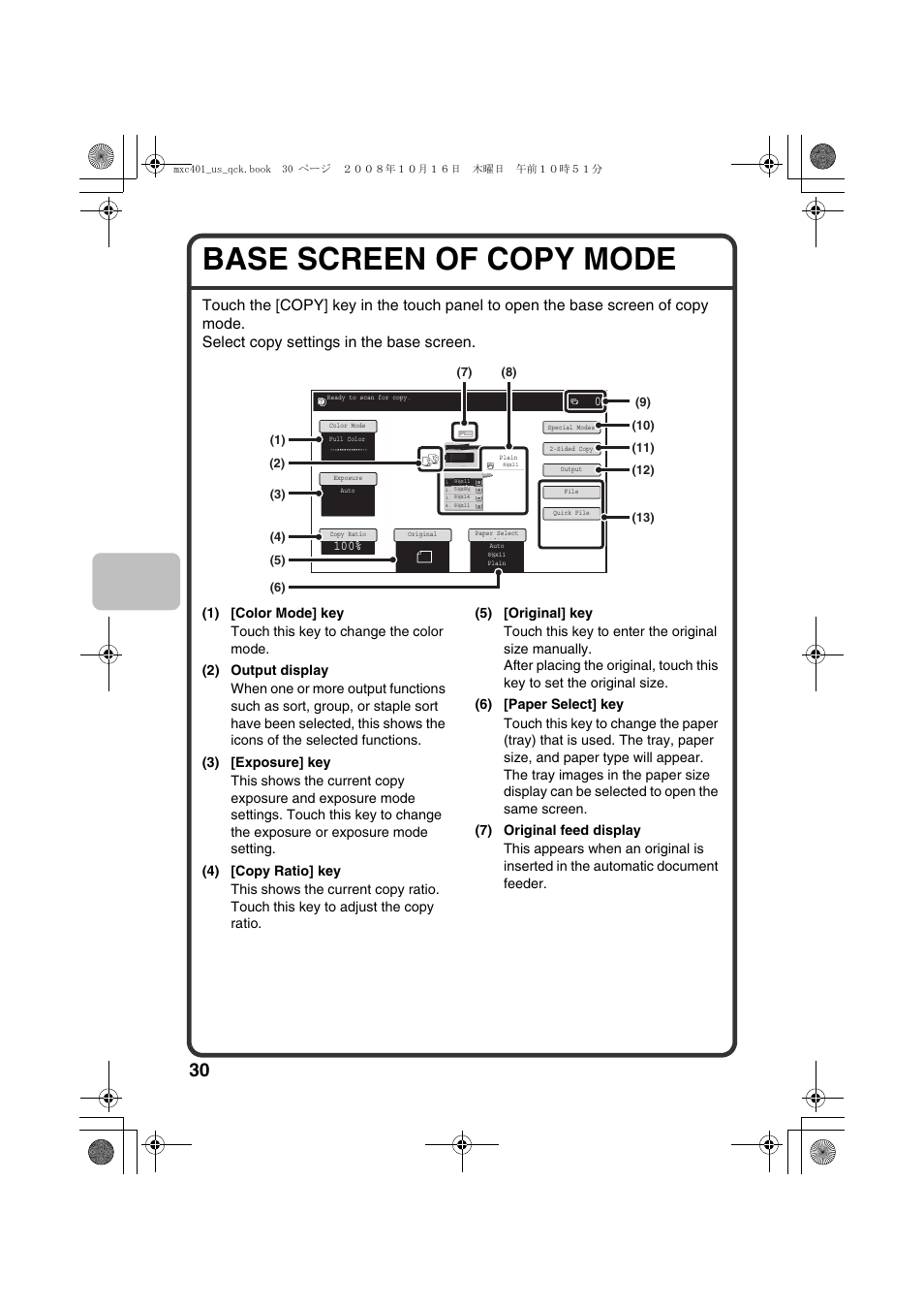 Base screen of copy mode | Sharp DX-C401 User Manual | Page 32 / 148