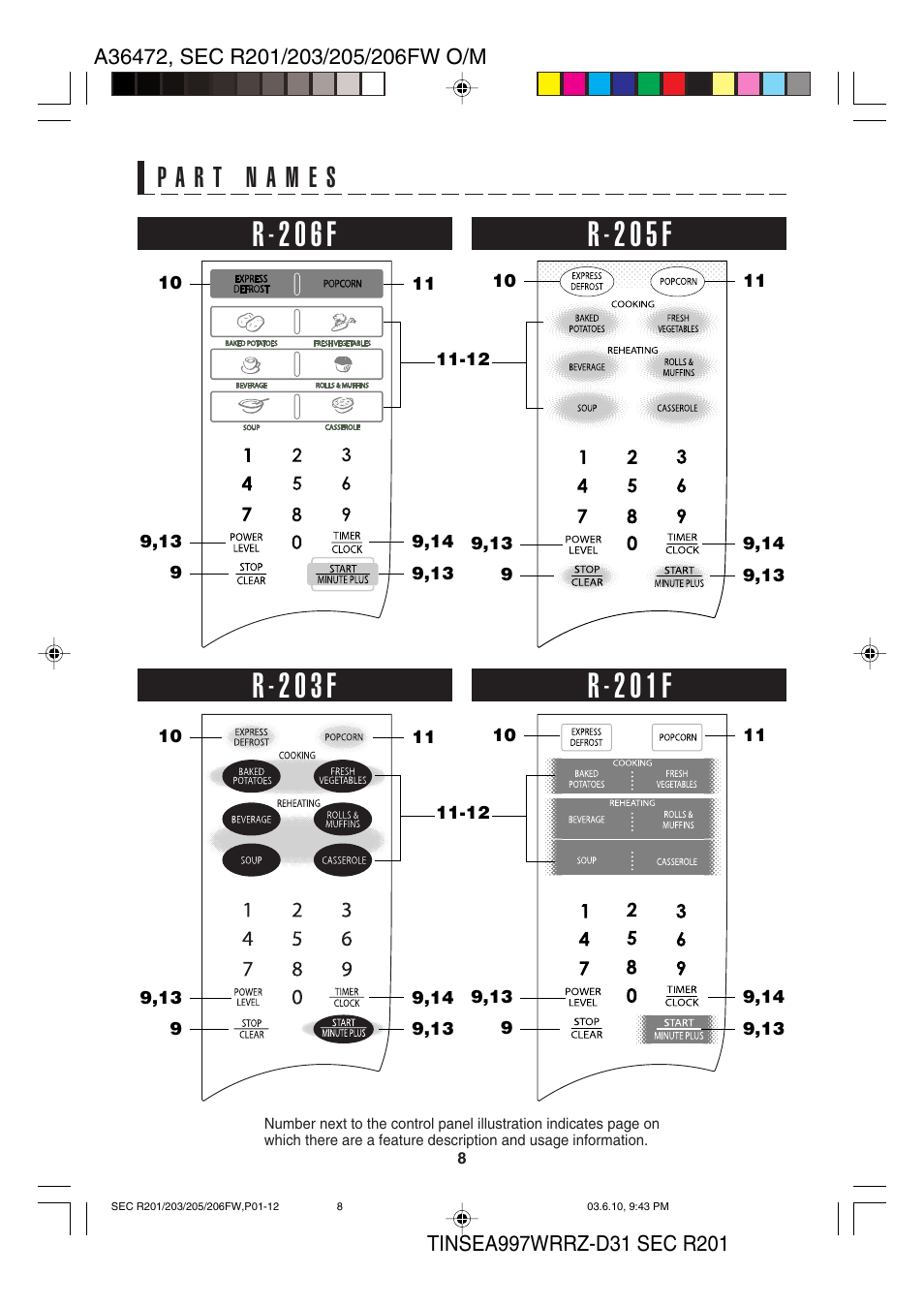 Sharp R-203F User Manual | Page 10 / 20