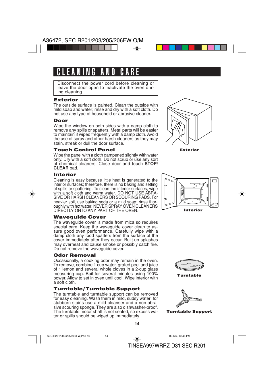 Sharp R-203F User Manual | Page 16 / 20