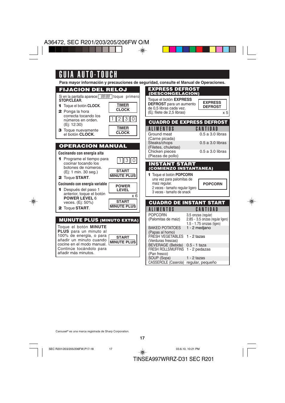 Sharp R-203F User Manual | Page 19 / 20