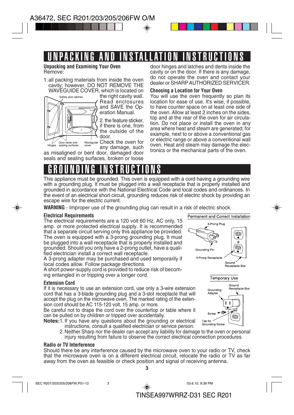 Sharp R-203F User Manual | Page 5 / 20
