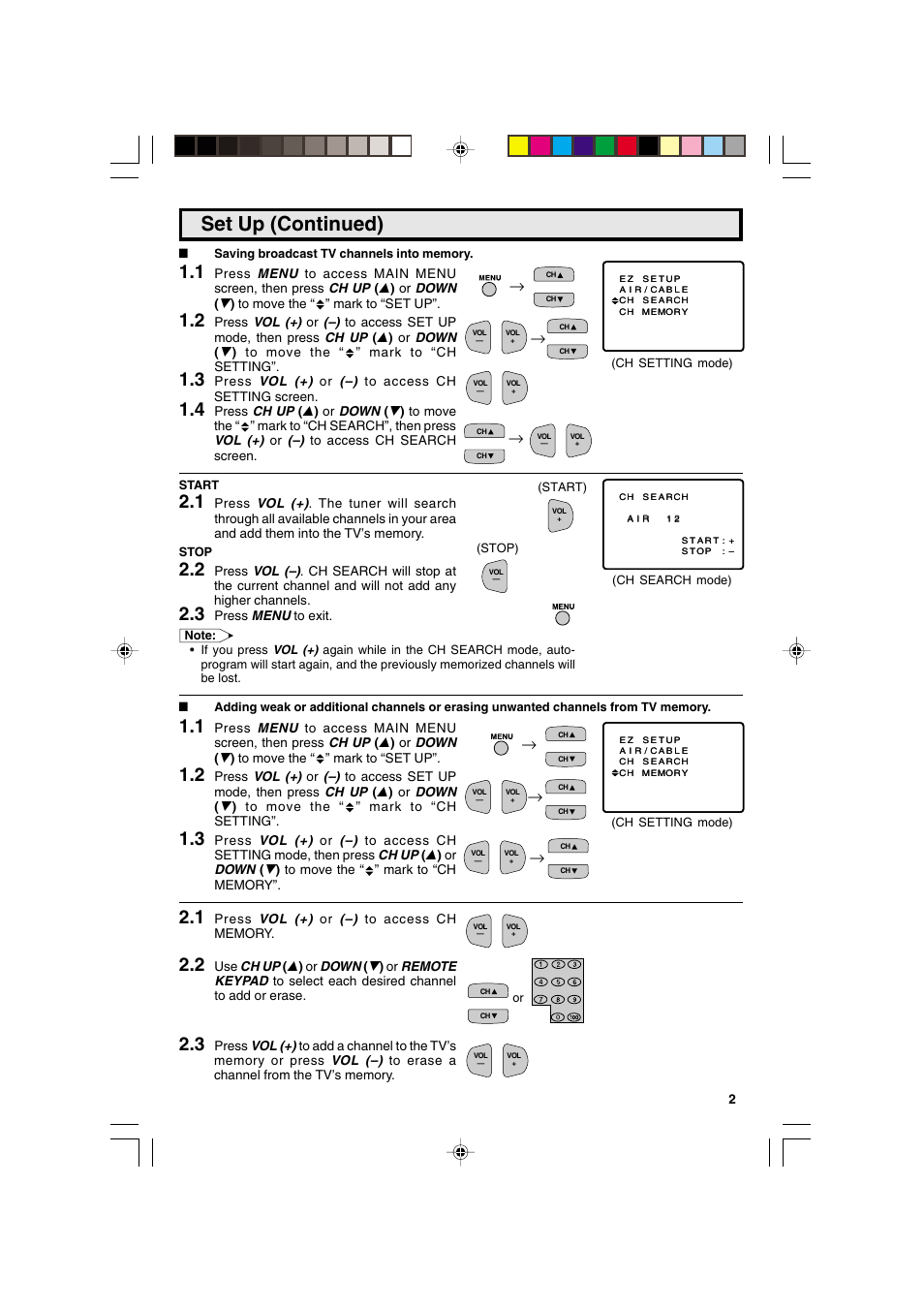 Set up (continued) | Sharp 25C340 User Manual | Page 27 / 50