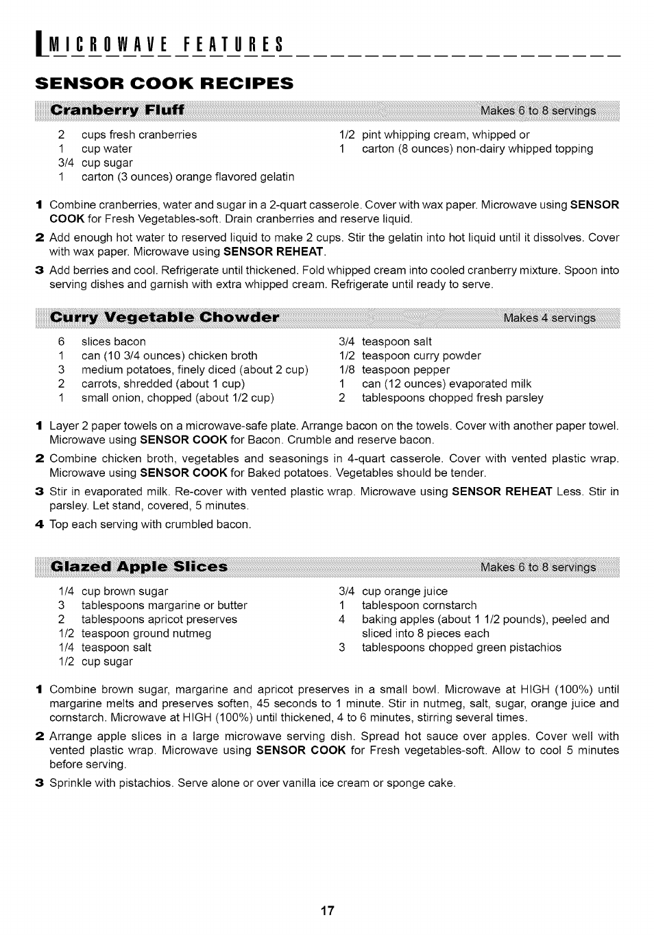 Lili 1 i l>yi ij i lu 1 li, Sensor cook recipes, 1 i l>yi ij i lu 1 li | Sharp Carousel R-1875 User Manual | Page 18 / 31