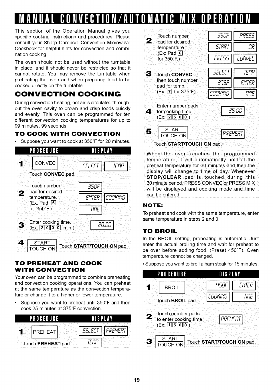 Convection cooking, Procedure | Sharp Carousel R-1875 User Manual | Page 20 / 31