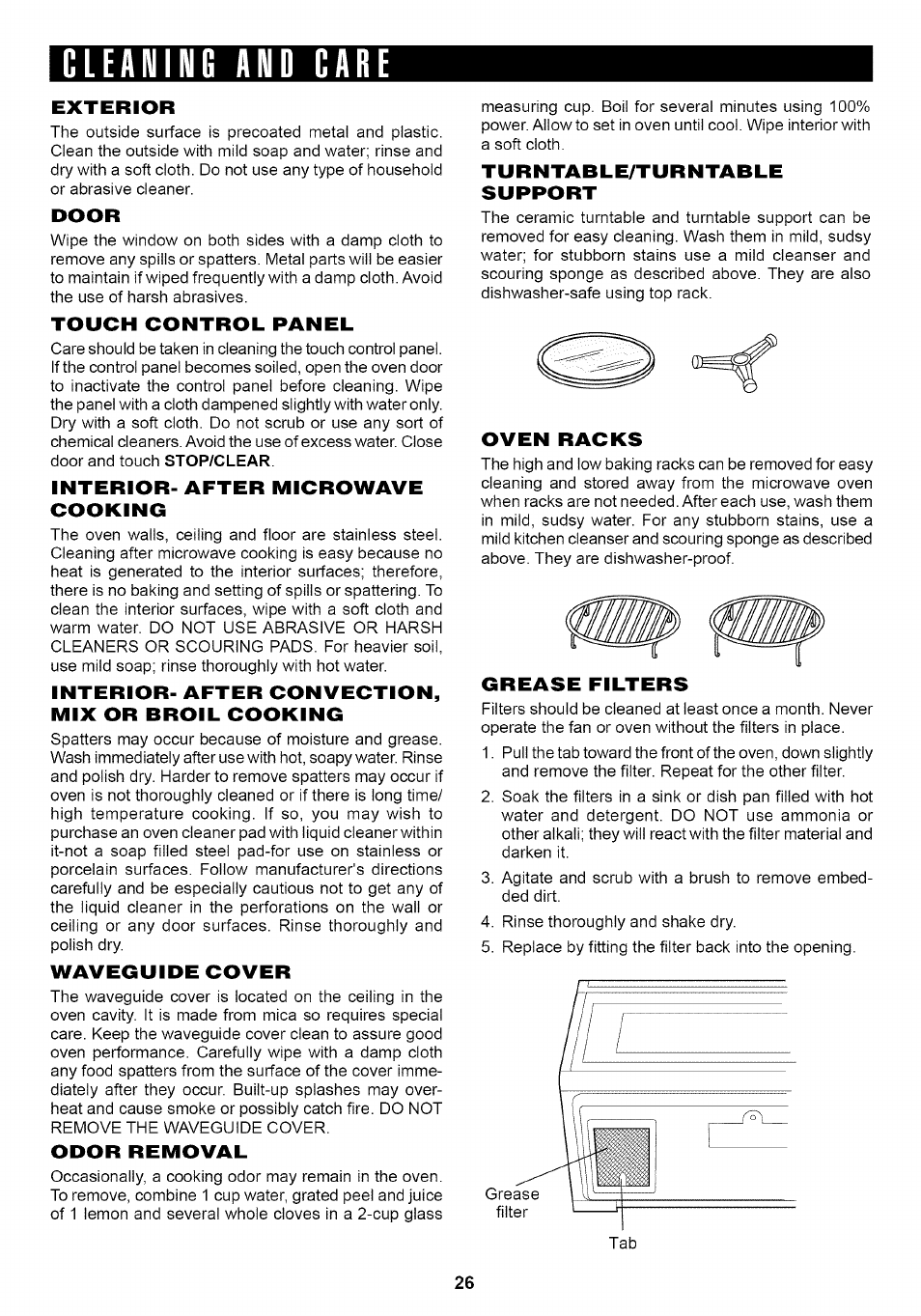 Cleaning and care | Sharp Carousel R-1875 User Manual | Page 27 / 31