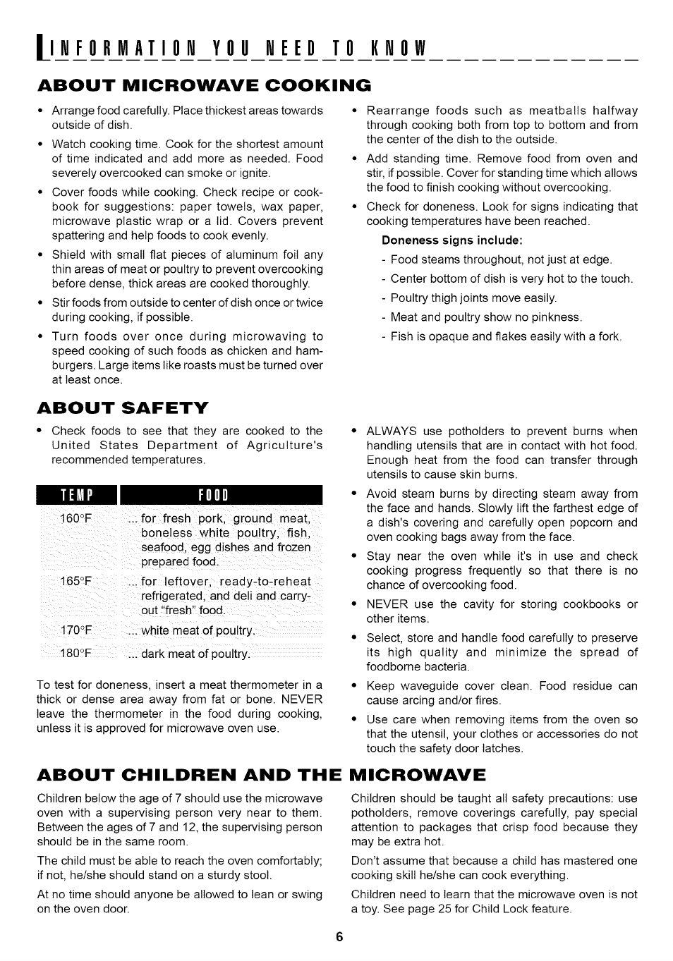 Li i yjji ly _yj _ш i j j jj j1, About microwave cooking, S/xfety | About children and the microwave, I yjji ly _yj _ш, J j jj j | Sharp Carousel R-1875 User Manual | Page 7 / 31