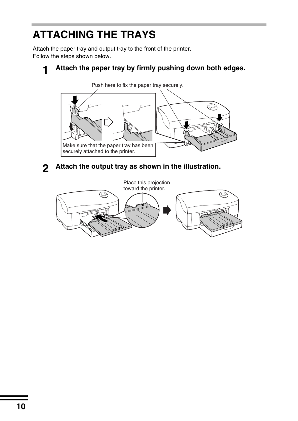 Attaching the trays | Sharp AJ-2200 User Manual | Page 12 / 55