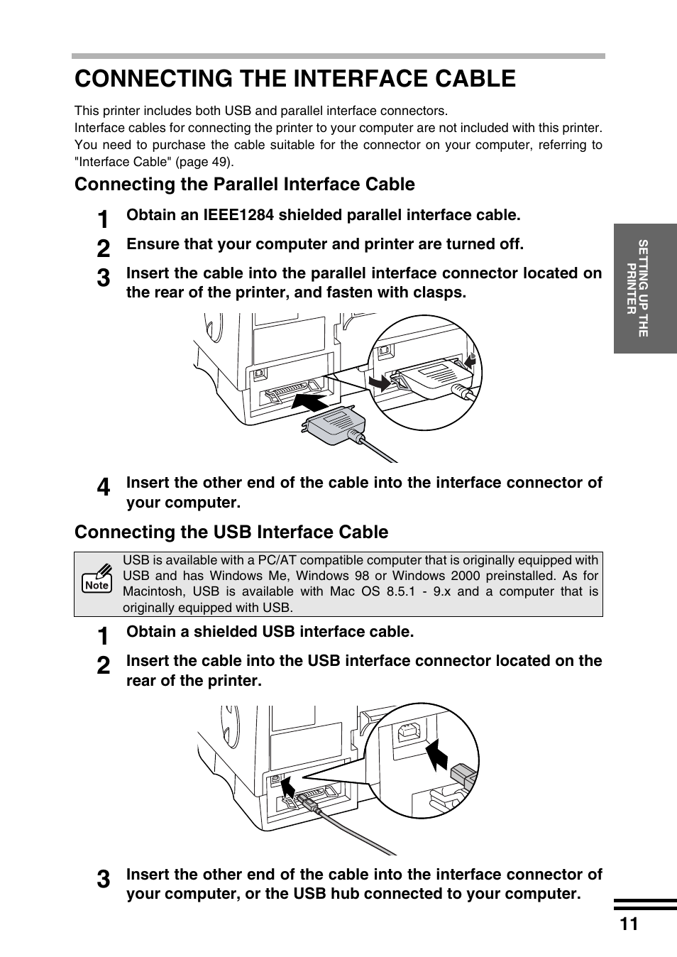 Connecting the interface cable | Sharp AJ-2200 User Manual | Page 13 / 55