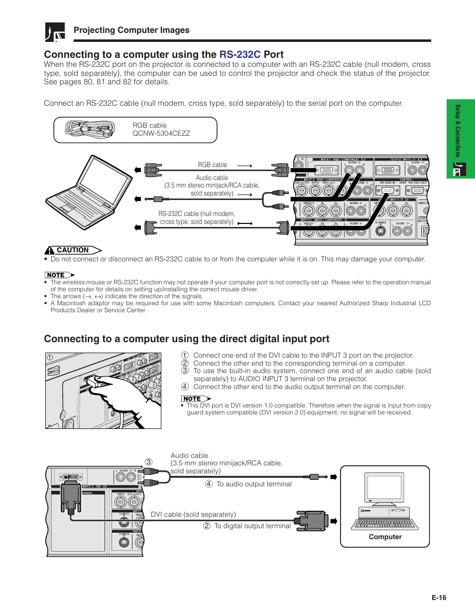 Connecting to a computer using the rs-232c po rt | Sharp XG-V10XU User Manual | Page 17 / 90